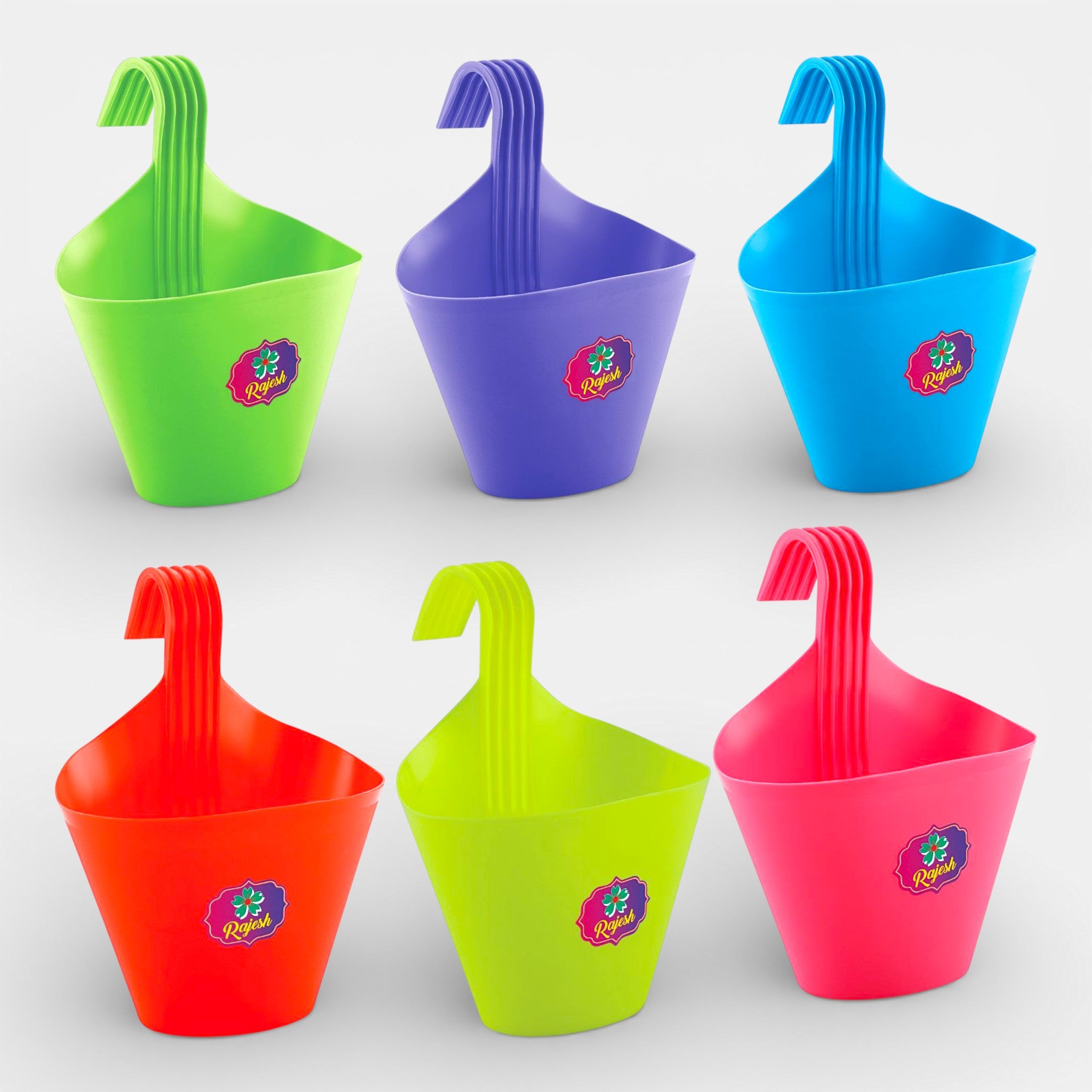 Balcony Railing Planters (Set of 5) | Non-Fading, UV Resistant, Stylish &amp; Durable Hook Pots