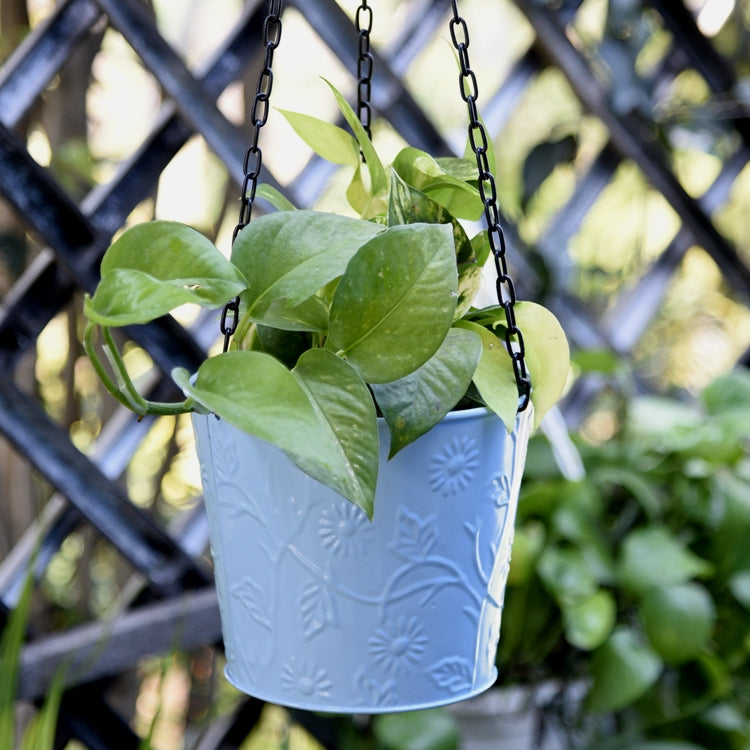 Balcony Hanging Metal Bucket Blue