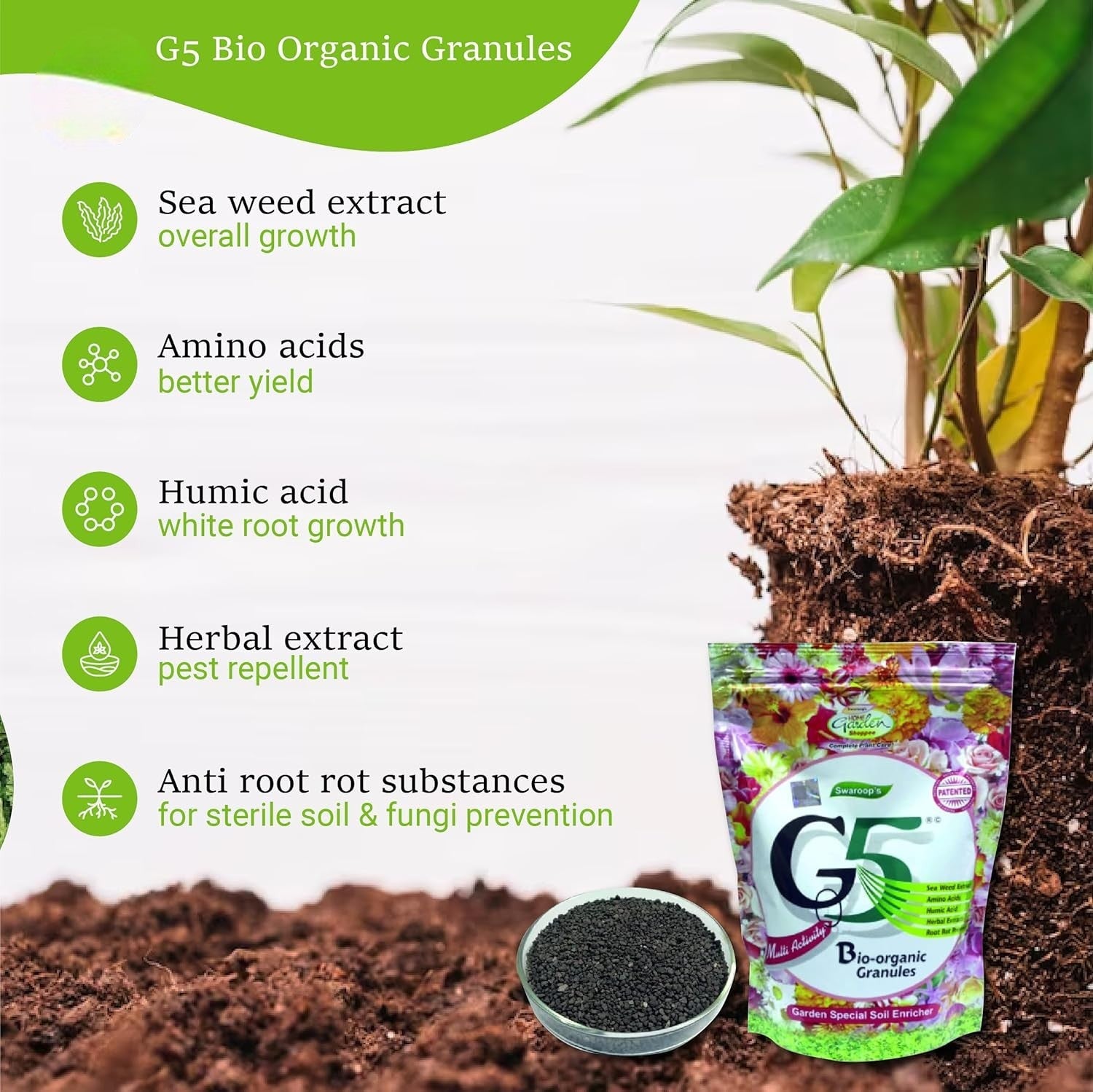 G5 Bio-organic Granules Fertilizer (500gm) | Organic Plant Food | Soil Enricher
