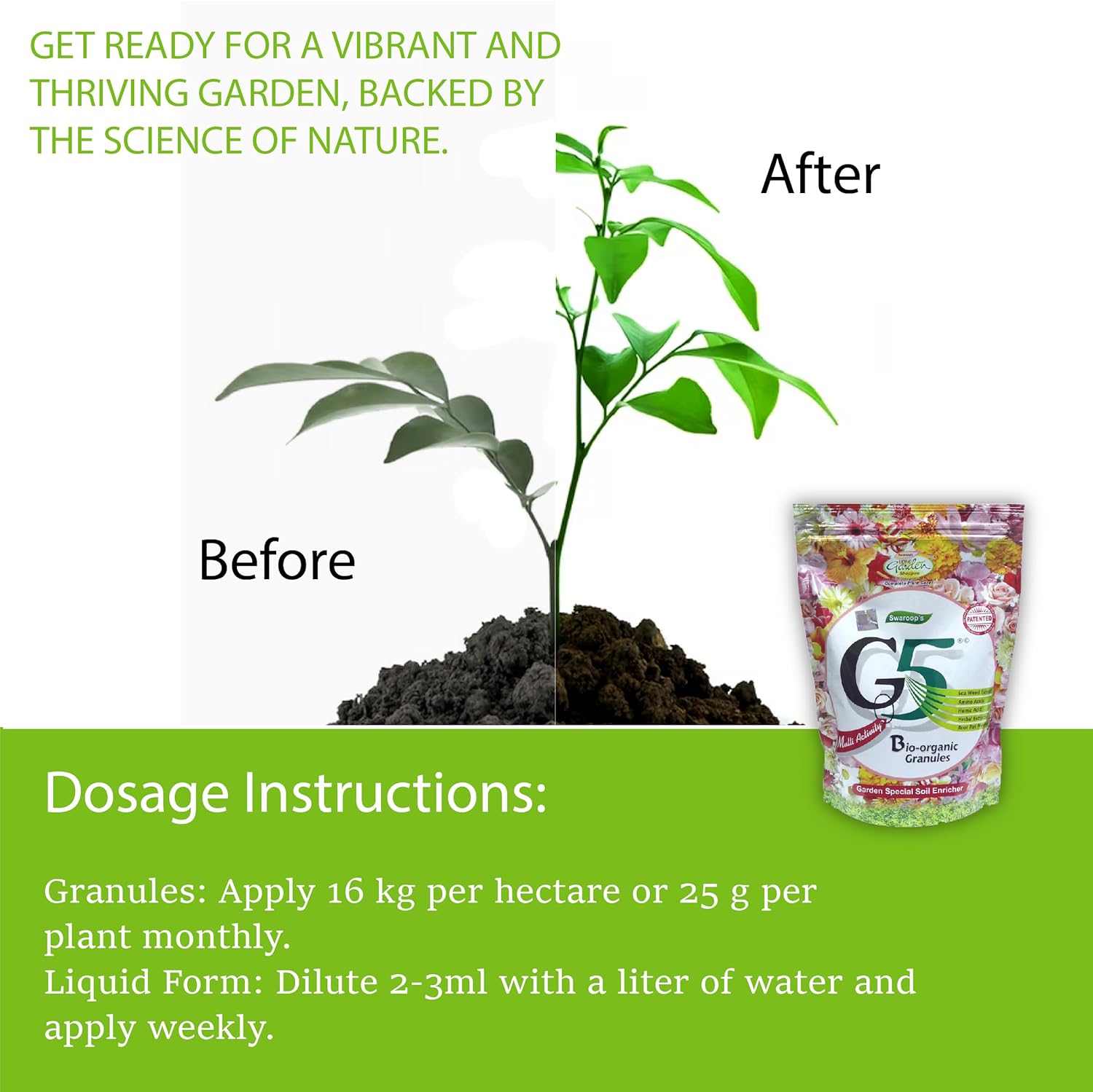 G5 Bio-organic Granules Fertilizer (500gm) | Organic Plant Food | Soil Enricher