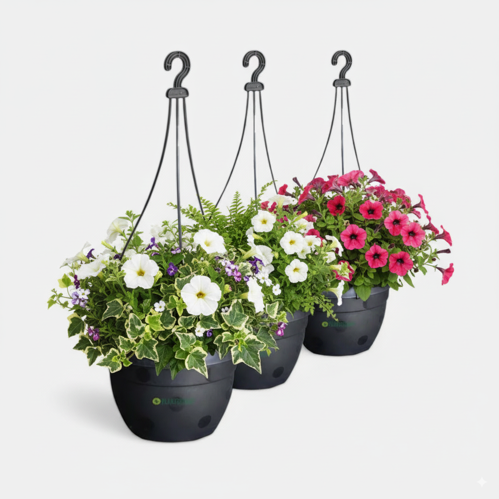 Blossom Hanging Basket Black (Pack of 3)