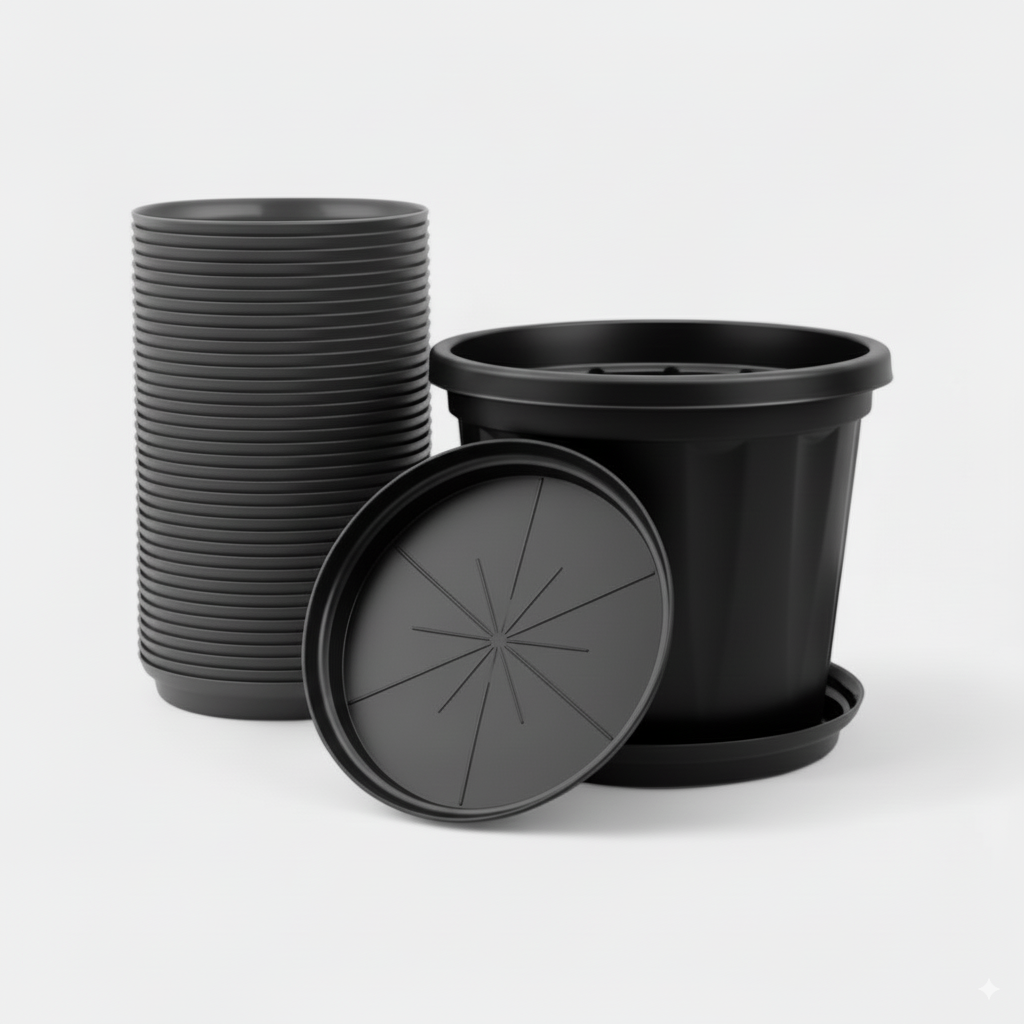 Round Bottom Tray | Pack of 5 | Base Plate/Tray/Saucer | Heavy Duty Highly Durable Plastic Plant Saucer
