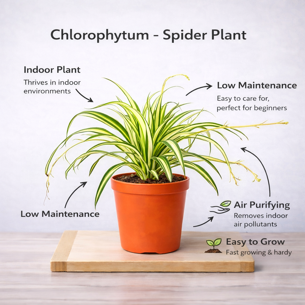 chlorophytum spider plant benefits Buy Spider Chlorophytum Variegated Plant online at best price