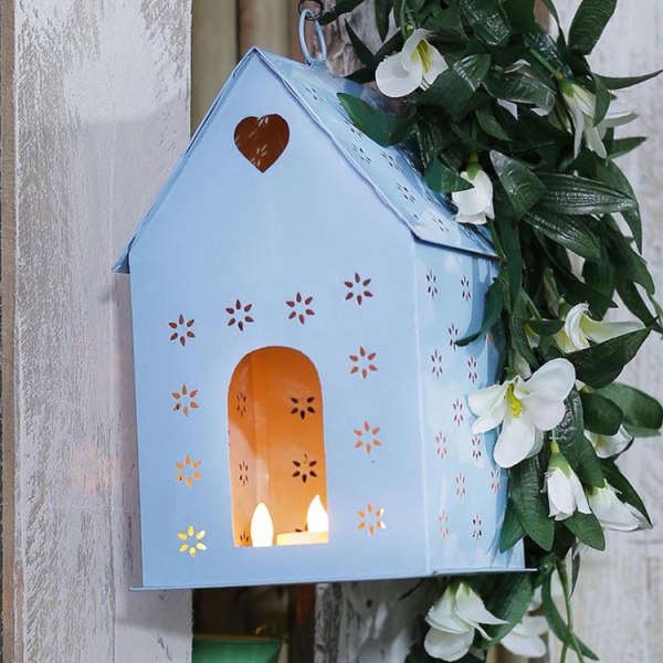 Hanging Bird House Square Blue