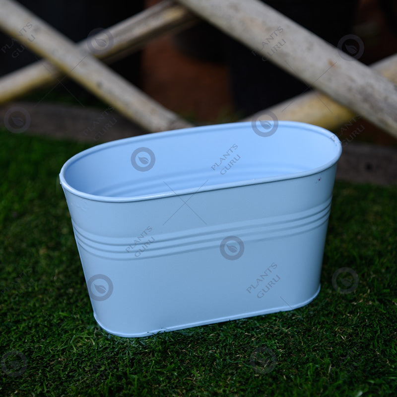 Metal Oval Planter Blue