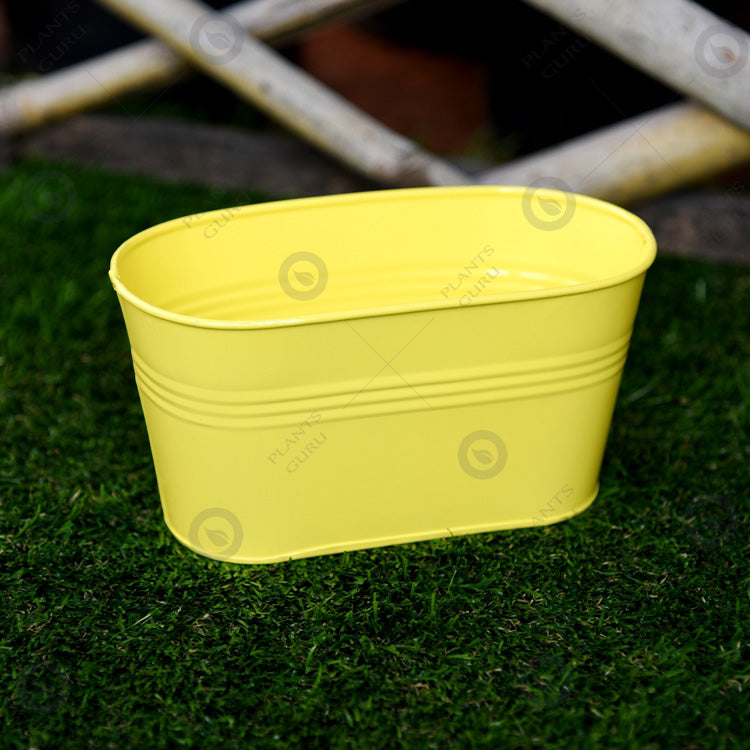 Metal Oval Planter Yellow