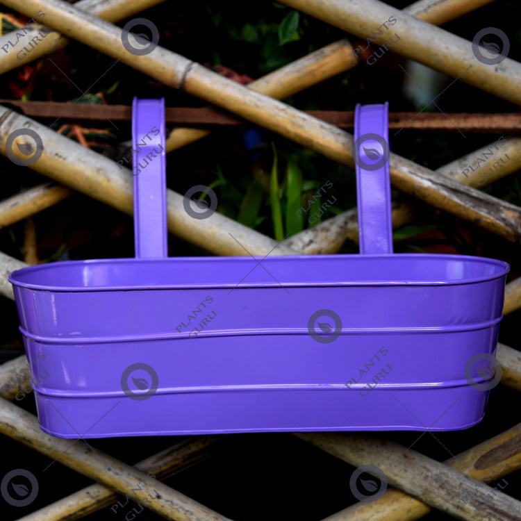 Metal Oval Railing Planter Purple