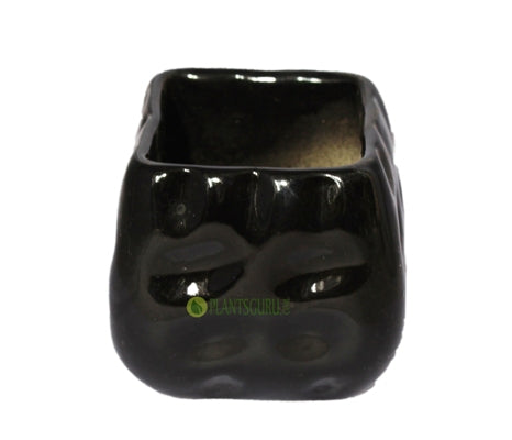 Ceramic Pot Square Black 3inch (Pack of 3)