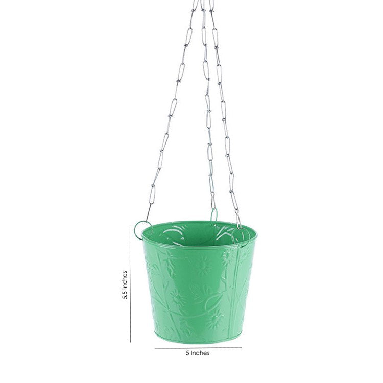 Balcony Hanging Metal Bucket Blue