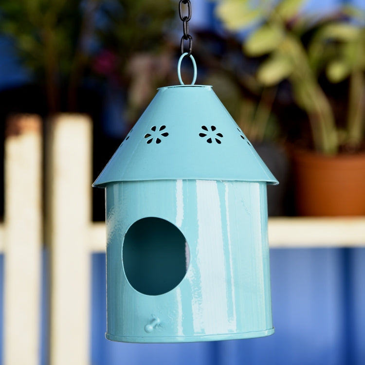 Hanging Bird House Round Blue