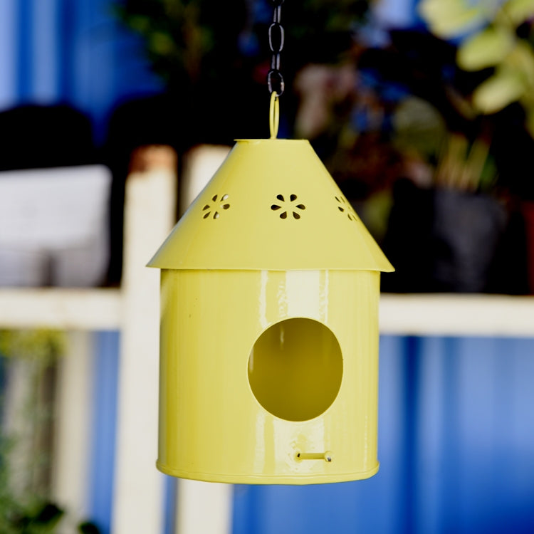 Hanging Bird House Round Yellow