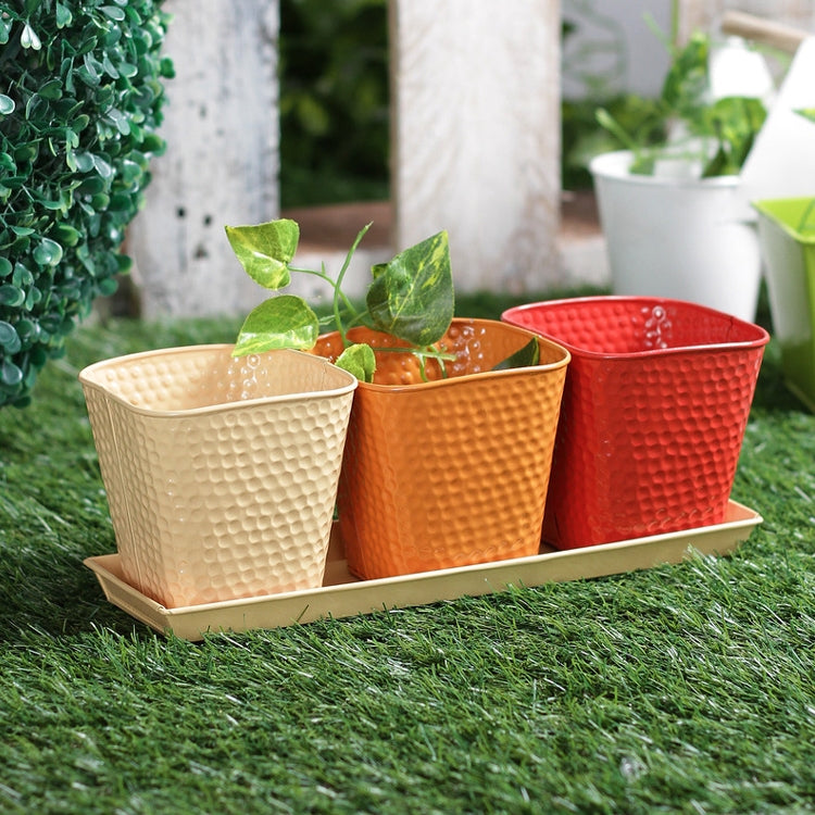 Herb Set Orange shade Metal Planter