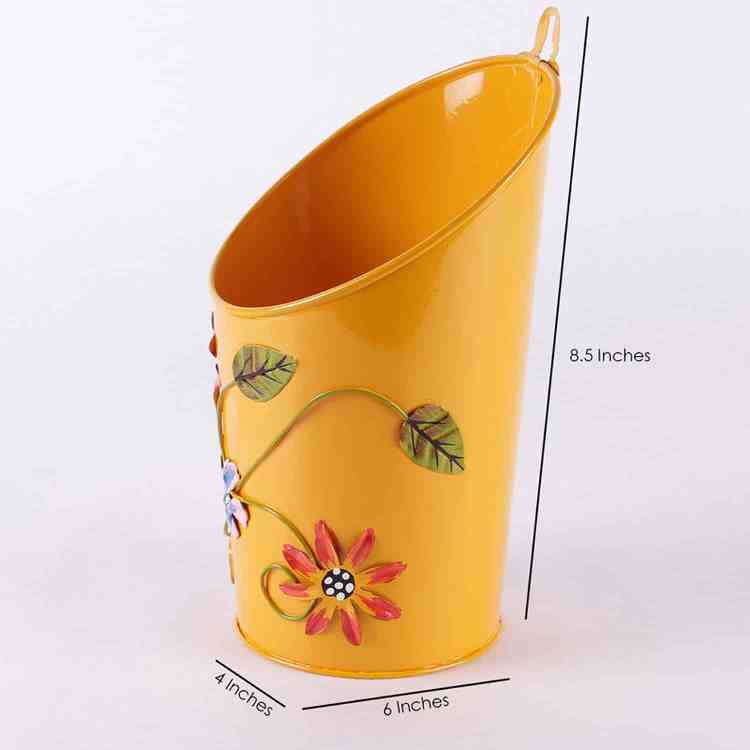 Half Moon Metal Planter Yellow (Pack of 3)