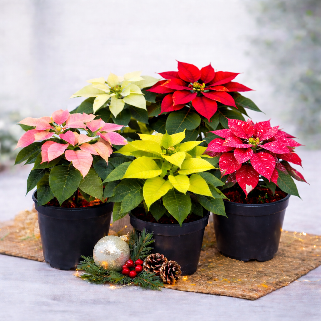 Poinsettia Plant (Pack of 4) - Mix Color