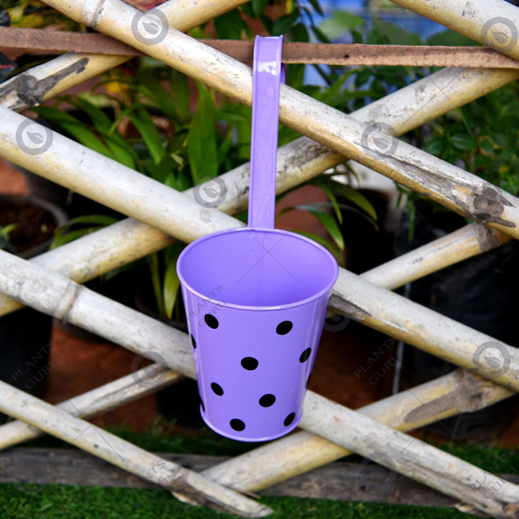 Polka Dots Railing Metal Planter Purple