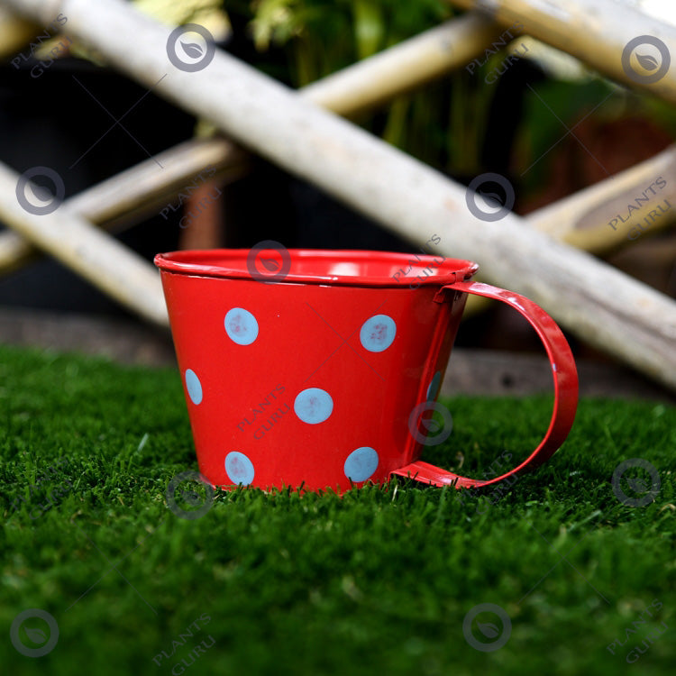 Cup metal planter red small